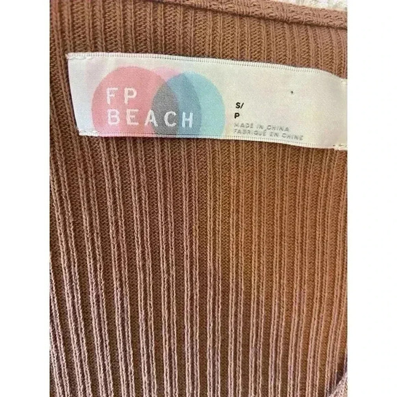 FREE PEOPLE Beach Phoenix Ribbed Mini Dress Size S Small Brown Coverup Vacation - Picture 5 of 10